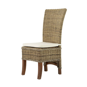 Homeroots Set Of Two Cream And Natural Rattan Dining Parsons Chairs  Rattan 397804