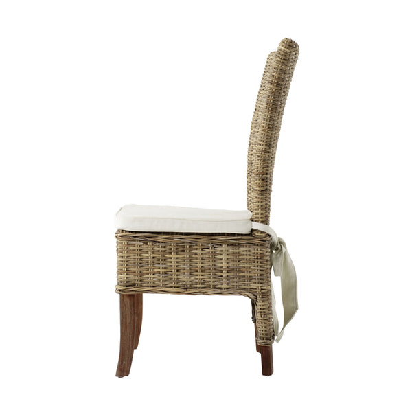 Homeroots Set Of Two Cream And Natural Rattan Dining Parsons Chairs  Rattan 397804