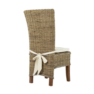 Homeroots Set Of Two Cream And Natural Rattan Dining Parsons Chairs  Rattan 397804