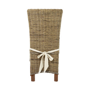 Homeroots Set Of Two Cream And Natural Rattan Dining Parsons Chairs  Rattan 397804