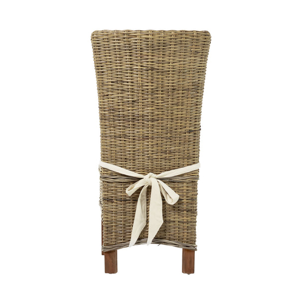 Homeroots Set Of Two Cream And Natural Rattan Dining Parsons Chairs  Rattan 397804