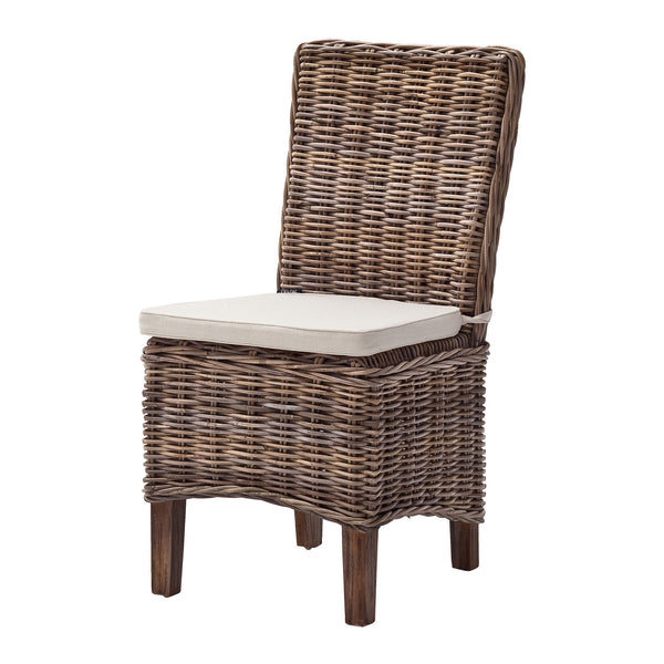 Homeroots Set Of Two Cream And Brown Rattan Dining Parsons Chairs  Rattan 397805