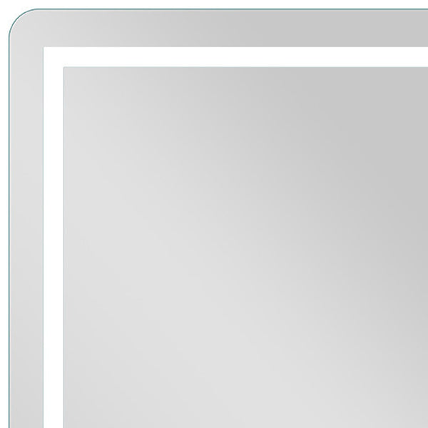 Homeroots Petite Led Strip Rounded Rectangle Wall Mirror  Glass 397806