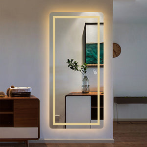 Homeroots Petite Led Strip Rounded Rectangle Wall Mirror  Glass 397806