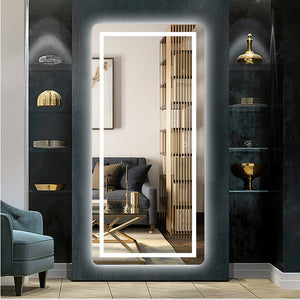 Homeroots Petite Led Strip Rounded Rectangle Wall Mirror  Glass 397806