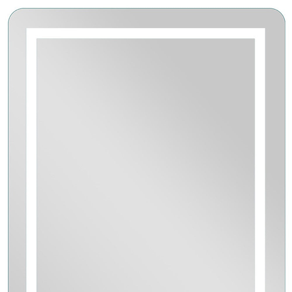 Homeroots Petite Led Strip Rounded Rectangle Wall Mirror  Glass 397806