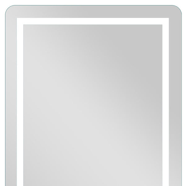 Homeroots Petite Led Strip Rounded Rectangle Wall Mirror  Glass 397806