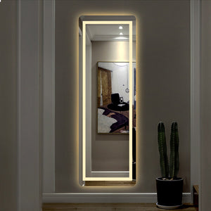 Homeroots Led Strip Rounded Rectangle Wall Mirror  Glass 397807