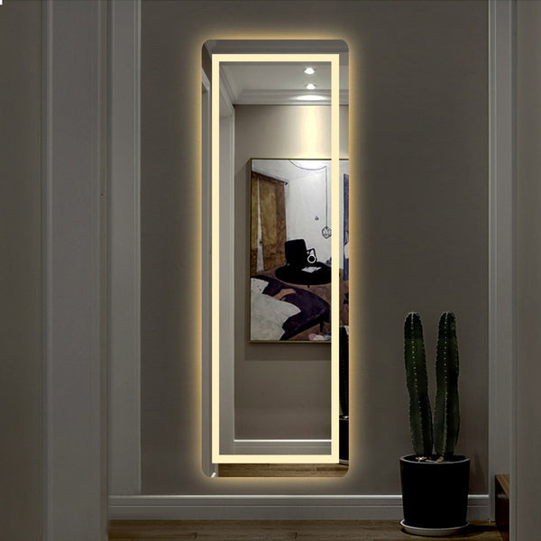 Homeroots Led Strip Rounded Rectangle Wall Mirror  Glass 397807