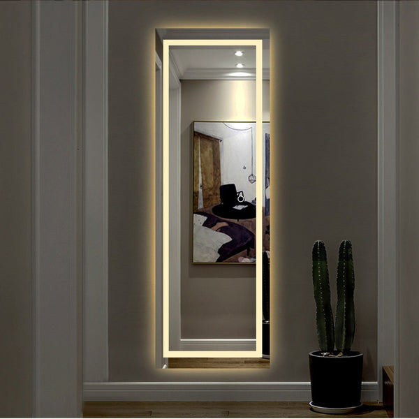 Homeroots Led Strip Rectangular Wall Mirror  Glass 397809