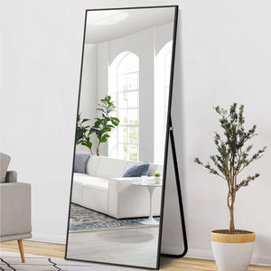 Homeroots Narrow Minimal Black Wall Mirror  Glass 397812