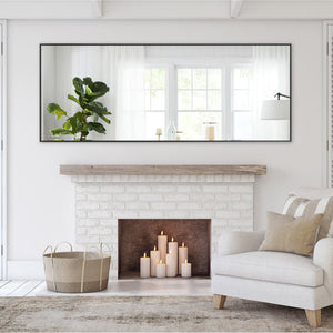 Homeroots Narrow Minimal Black Wall Mirror  Glass 397812