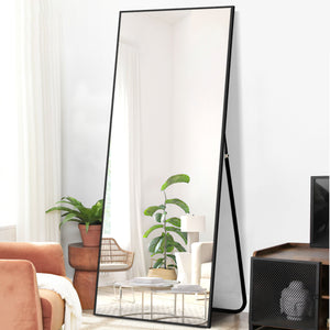 Homeroots 71" Black Metal Framed Standing Mirror  Glass 397814