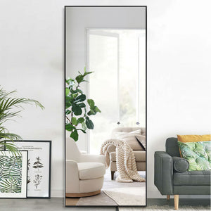 Homeroots 71" Black Metal Framed Standing Mirror  Glass 397814