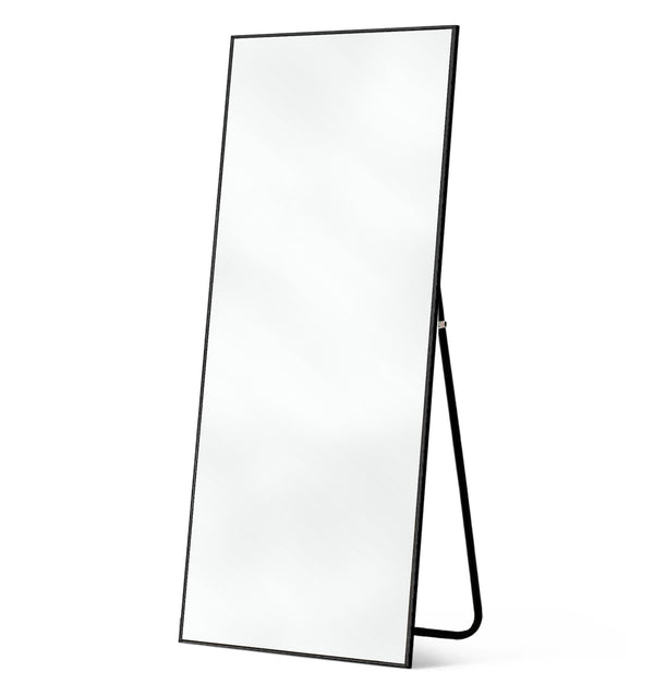 Homeroots 71" Black Metal Framed Standing Mirror  Glass 397814
