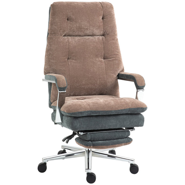 English Elm HOMCOM Big and Tall Office Chair 400 lb Capacity | High-Back Recliner w/ Footrest, Velvet Padded Comfort, Swivel Wheels W2225P200775