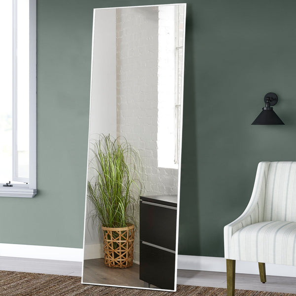Homeroots Minimal White Rectangular Full-length Wall Mirror  Glass 397818