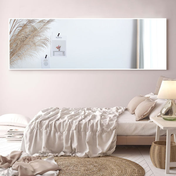 Homeroots Minimal White Rectangular Full-length Wall Mirror  Glass 397818