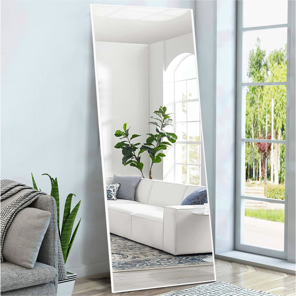 Homeroots Jumbo White Aluminum Framed Mirror  Glass 397819