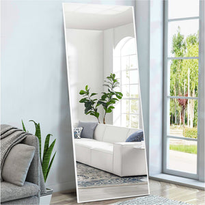 Homeroots Jumbo White Aluminum Framed Mirror  Glass 397819