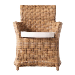 Homeroots Set Of Two Cream And Natural Rattan Dining Arm Chairs  Rattan 397820