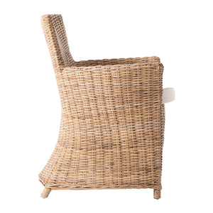 Homeroots Set Of Two Cream And Natural Rattan Dining Arm Chairs  Rattan 397820