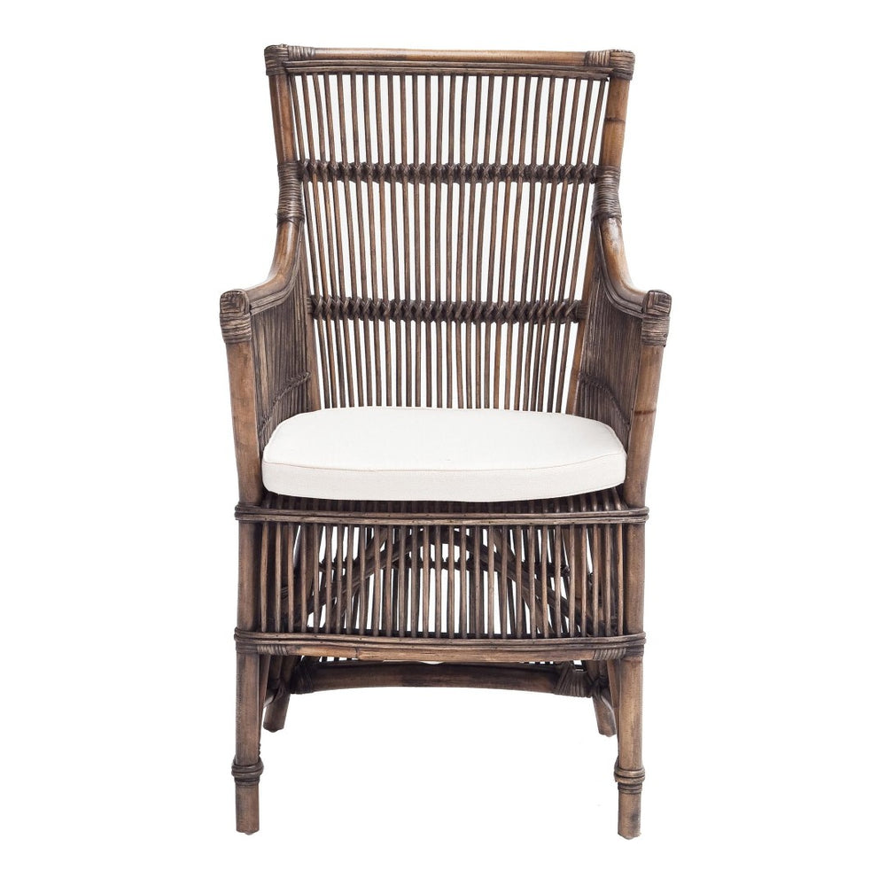 HomeRoots Set of Two Cream Rattan Outdoor Arm Chairs – Stylish Curved-Back Design for Versatile Comfort 397825