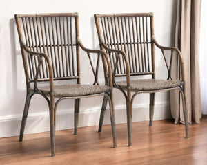 Homeroots Set Of Two Natural Rattan Slat Back Dining Arm Chairs  Rattan 397826