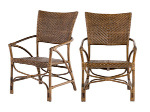 Homeroots Set Of Two Natural Rattan Open Back Dining Arm Chairs  Rattan 397827