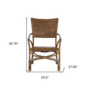 Homeroots Set Of Two Natural Rattan Open Back Dining Arm Chairs  Rattan 397827