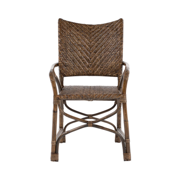 Homeroots Set Of Two Brown Rattan Open Back Dining Arm Chairs  Rattan 397828