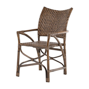 Homeroots Set Of Two Brown Rattan Open Back Dining Arm Chairs  Rattan 397828