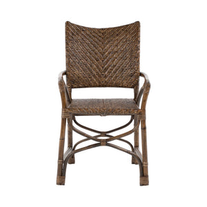 HomeRoots Set of Two Elegant Brown Open-Back Arm Chairs for Dining, Kitchen, and Versatile Seating Needs 397828