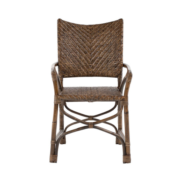 HomeRoots Set of Two Elegant Brown Open-Back Arm Chairs for Dining, Kitchen, and Versatile Seating Needs 397828