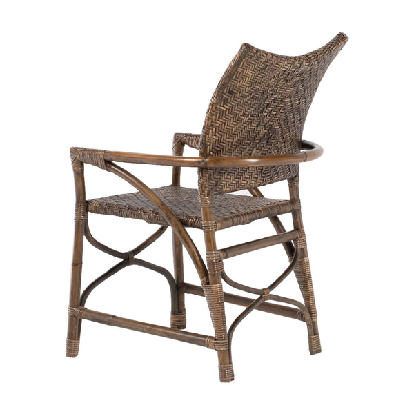 Homeroots Set Of Two Brown Rattan Open Back Dining Arm Chairs  Rattan 397828
