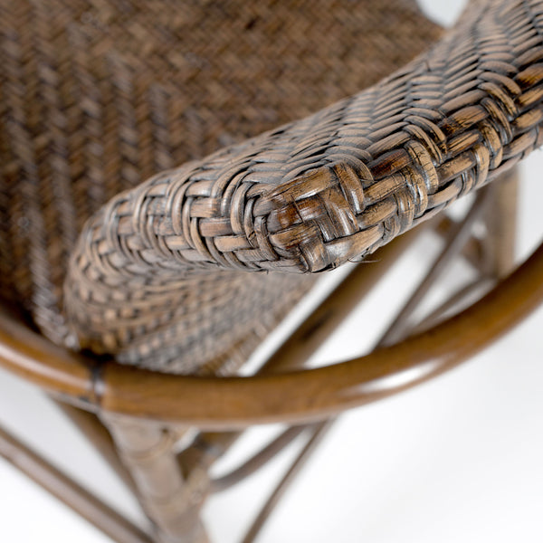 Homeroots Set Of Two Brown Rattan Open Back Dining Arm Chairs  Rattan 397828