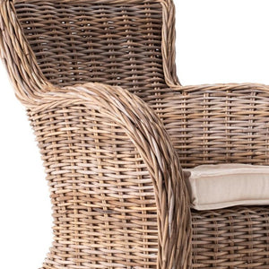 HomeRoots Set of Two Wicker Accent Chairs with Cushioned Seating for Patio or Sunroom 397829