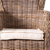 Homeroots Set Of Two Wide Edge Wicker Chairs With Seat Cushion  Rattan 397829