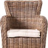 Homeroots Set Of Two Wide Edge Wicker Chairs With Seat Cushion  Rattan 397829