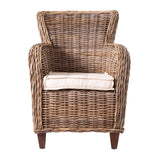 Homeroots Set Of Two Wide Edge Wicker Chairs With Seat Cushion  Rattan 397829