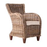 Homeroots Set Of Two Wide Edge Wicker Chairs With Seat Cushion  Rattan 397829