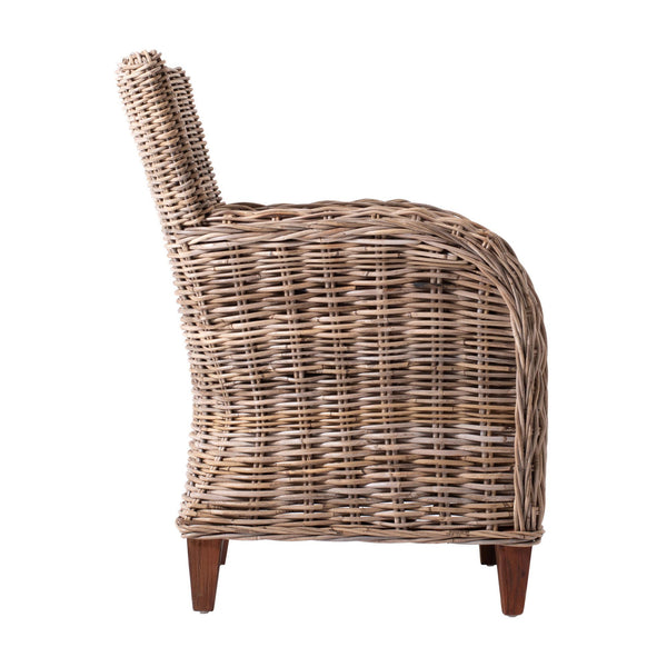 Homeroots Set Of Two Natural Brown Rattan Wingback Wicker Chairs With Seat Cushions  Rattan 397830