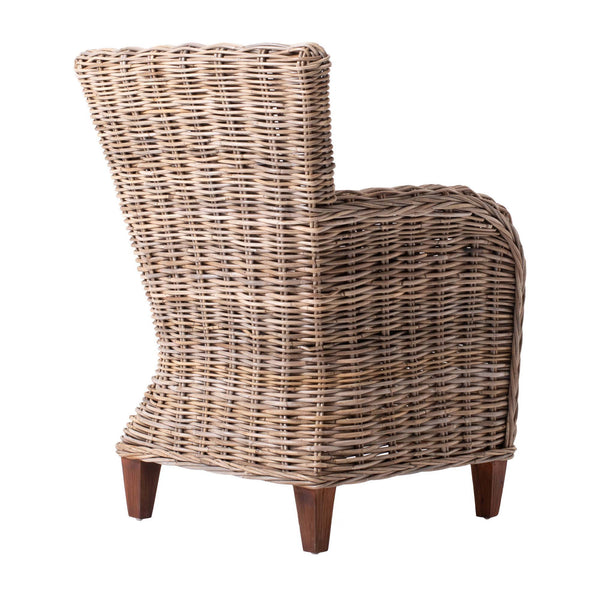 Homeroots Set Of Two Natural Brown Rattan Wingback Wicker Chairs With Seat Cushions  Rattan 397830
