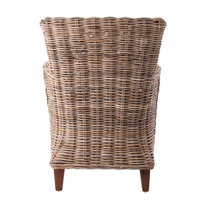 Homeroots Set Of Two Natural Brown Rattan Wingback Wicker Chairs With Seat Cushions  Rattan 397830
