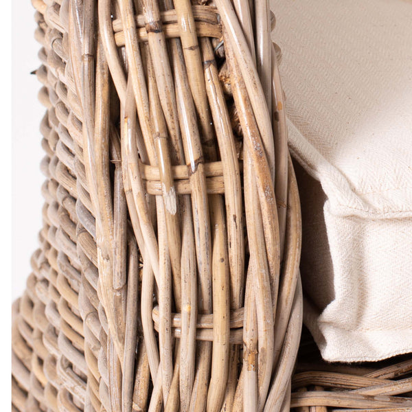 Homeroots Set Of Two Natural Brown Rattan Wingback Wicker Chairs With Seat Cushions  Rattan 397830