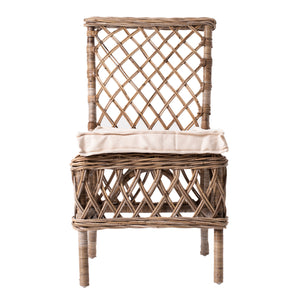 Homeroots Set Of Two Cream And Natural Rattan Cross Back Dining Parsons Chairs  Rattan 397831
