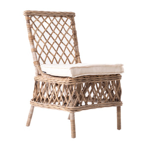 Homeroots Set Of Two Cream And Natural Rattan Cross Back Dining Parsons Chairs  Rattan 397831