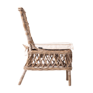 Homeroots Set Of Two Cream And Natural Rattan Cross Back Dining Parsons Chairs  Rattan 397831