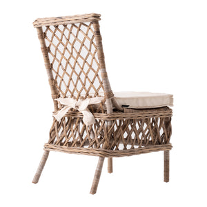 Homeroots Set Of Two Cream And Natural Rattan Cross Back Dining Parsons Chairs  Rattan 397831
