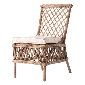 Homeroots Set Of Two Cream And Natural Rattan Cross Back Dining Parsons Chairs  Rattan 397831